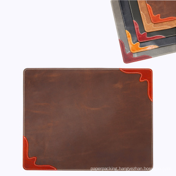 Leather Desk Pad with Fine Decorated Stitching Corner